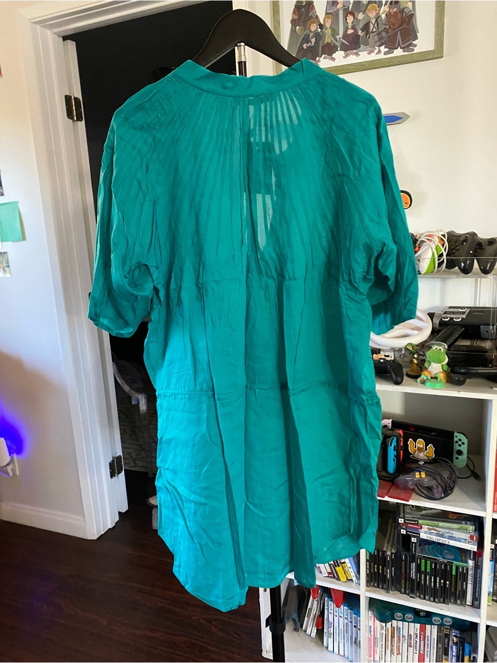 Relaxed Teal Swim Coverup with Drawstring Waist - Picture 9 of 12